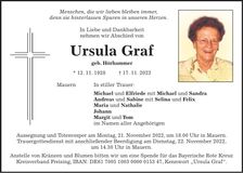 Traueranzeige Ursula Graf