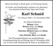 Traueranzeige Karl Schmid