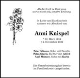 Traueranzeige Anni Knispel