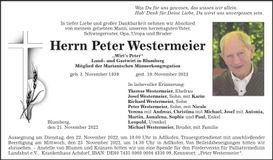 Traueranzeige Peter Westermeier