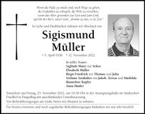 Traueranzeige Sigismund Müller