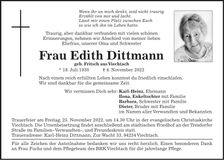 Traueranzeige Edith Dittmann