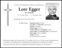 Traueranzeige Lore Egger