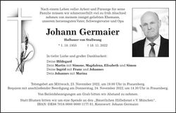 Traueranzeige Johann Germaier
