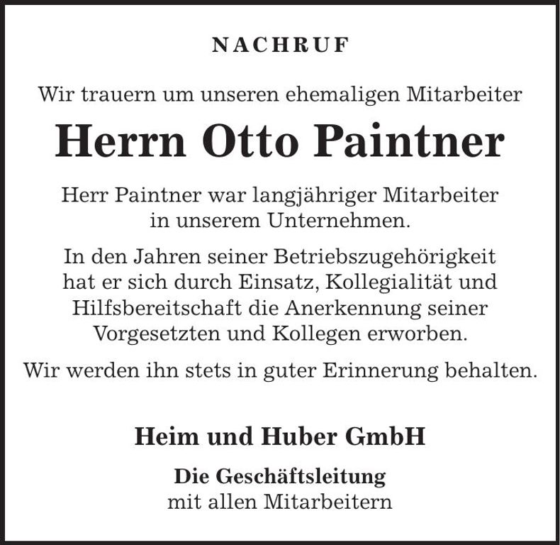 Traueranzeige Paul Rank