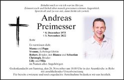 Traueranzeige Andreas Preimesser