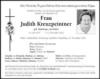 Traueranzeige Judith Kreuzpeintner
