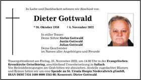 Traueranzeige Dieter Gottwald