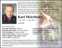 Traueranzeige Karl Meierhofer