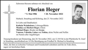 Traueranzeige Florian Heger