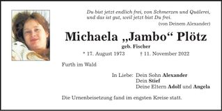 Traueranzeige Michaela Plötz