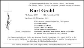 Traueranzeige Karl Grabl