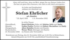 Traueranzeige Stefan Ehrlicher