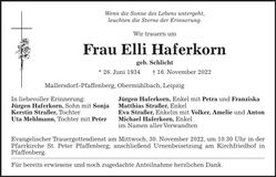Traueranzeige Elli Haferkorn