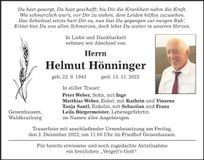 Traueranzeige Helmut Hönninger