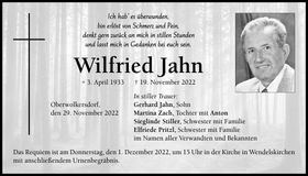 Traueranzeige Wilfried Jahn