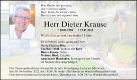 Traueranzeige Dieter Krause