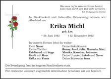 Traueranzeige Erika Michl