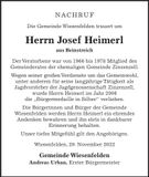Traueranzeige Josef Heimerl