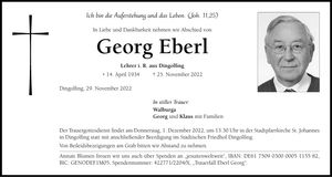 Traueranzeige Georg Eberl