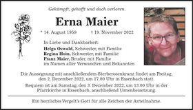 Traueranzeige Erna Maier