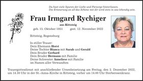Traueranzeige Irmgard Rychiger