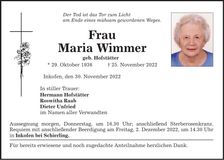 Traueranzeige Maria Wimmer