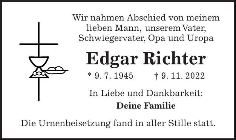Traueranzeige Edgar Richter