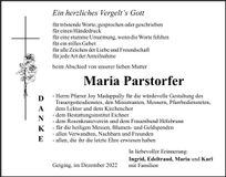 Traueranzeige Maria Parstorfer
