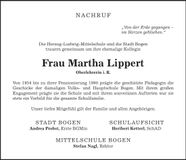 Traueranzeige Martha Lippert