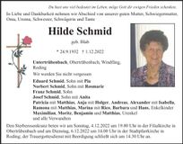 Traueranzeige Schmid Hilde