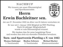 Traueranzeige Erwin Bachleitner