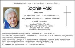 Traueranzeige Sophie Völkl