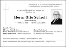 Traueranzeige Schroll Otto
