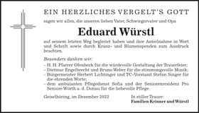 Traueranzeige Eduard Würstl
