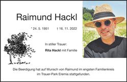 Traueranzeige Raimund Hackl