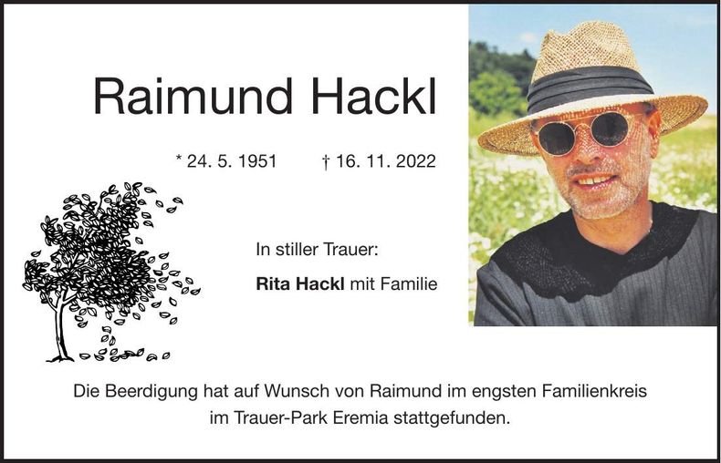 Traueranzeige Raimund Hackl