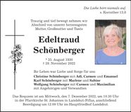 Traueranzeige Edeltraud Schönberger
