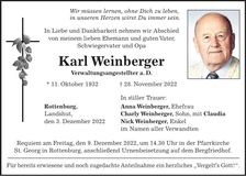 Traueranzeige Karl Weinberger