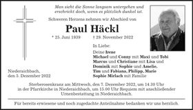 Traueranzeige Paul Häckl