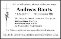 Traueranzeige Andreas Bautz