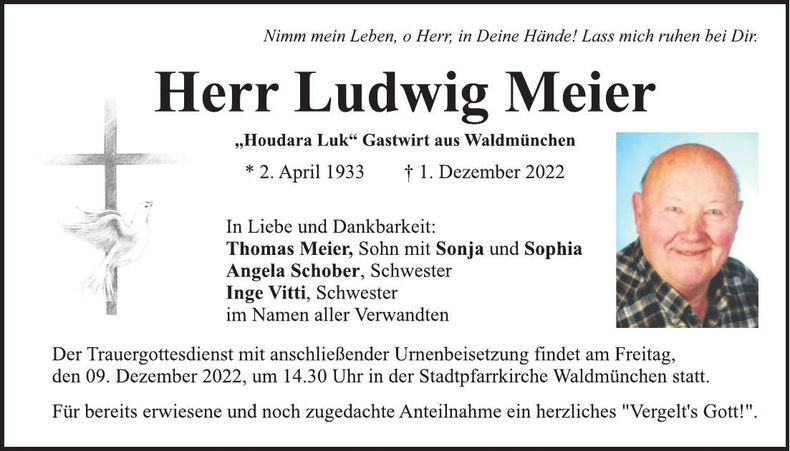 Traueranzeige Ludwig Meier