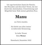 Traueranzeige Manuela Preisker