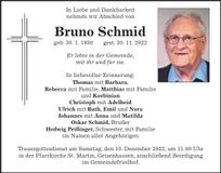 Traueranzeige Bruno Schmid