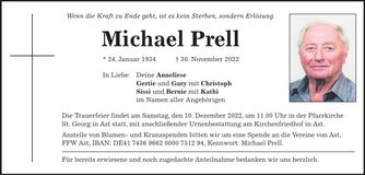 Traueranzeige Michael Prell
