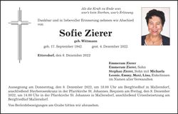Traueranzeige Sofie Zierer
