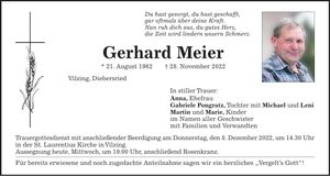 Traueranzeige Gerhard Meier