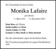 Traueranzeige Monika Lafaire