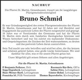 Traueranzeige Bruno Schmid