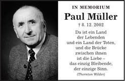 Traueranzeige Paul Müller